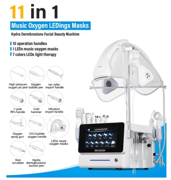 High Pressure O2 Pure Facial Machine With Led Light Therapy And Music Dome 2