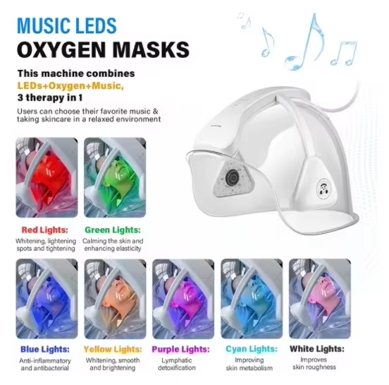High Pressure O2 Pure Facial Machine With Led Light Therapy And Music Dome 5