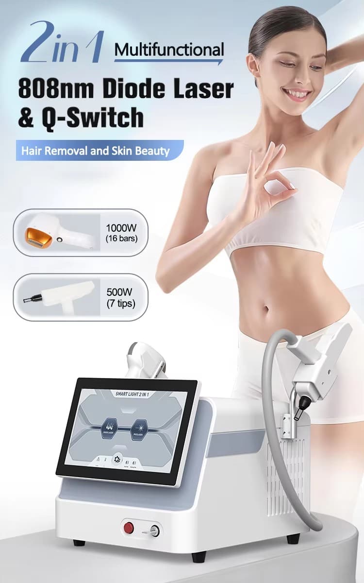 Professional 2 in 1 Picosecond Laser Machine 808nm Diode Hair Removal  6